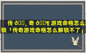 传 🌸 奇 🐶 游戏命格怎么解锁「传奇游戏命格怎么解锁不了」